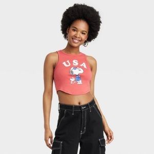 Peanuts Patriotic Snoopy Cropped Tank Top